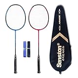 Senston - High Grade 2 Player Graphite Badminton Racket Set - Including 1 Badminton Bag/2 Rackets/2 Grip