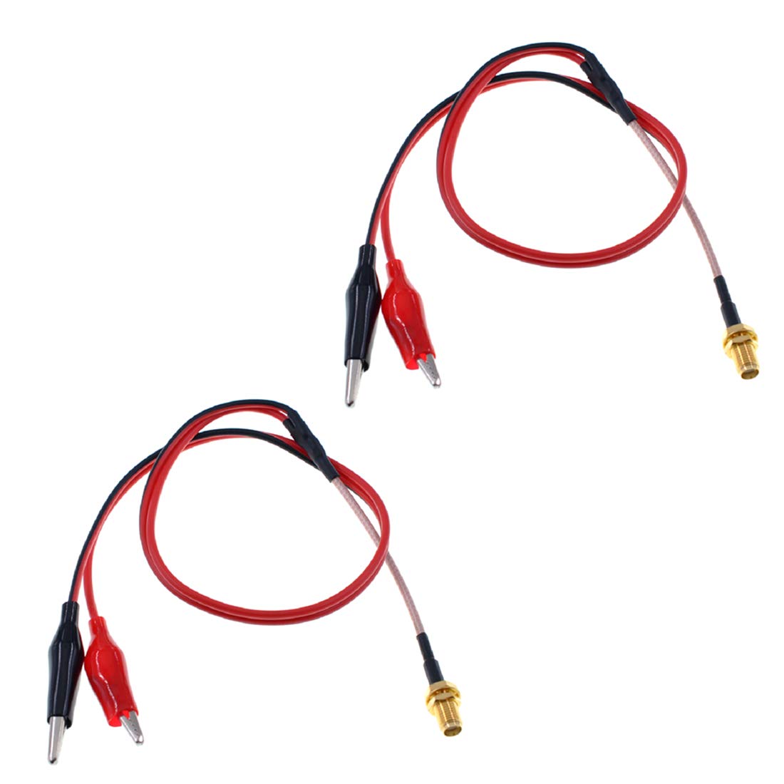Oiyagai SMA Female to Dual Alligator Clips Test Lead, RG316 50cm/19.5" Coaxial Cable, for RF Signal Testing, Laboratory Measurement, Electronic DIY and Precision Diagnostics (2 Pack)