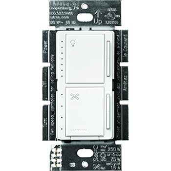 Lutron Maestro Fan Control and Light Dimmer for LEDs, Incandescent and Halogen, Single-Pole, MACL-LFQ-WH, White