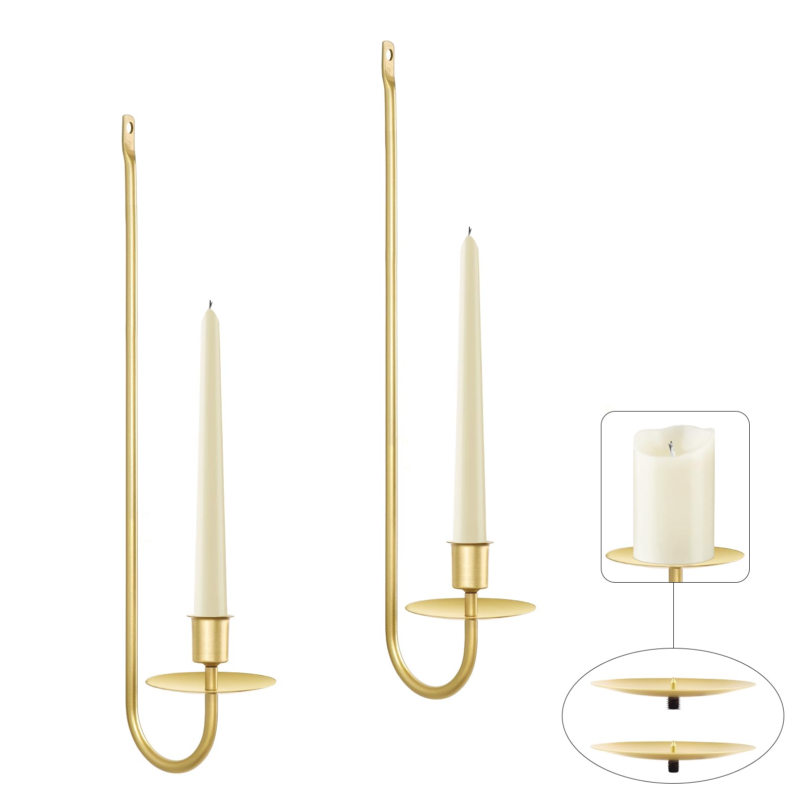 Photo 1 of Wall Candle Sconces, Taper & Pillar Candle Holder, Gold Metal Sconces Wall Decor Set of 2, for Living Room, Entryway, Fireplace, Wedding, Gifts for Women, Men, Mom or Dad