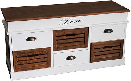 Nxtbuy Wooden Drawer Cabinet In White Brown 100 X 35 X 50 Cm Vintage Cupboard 6 Drawers Real Wood Chest Of Drawers Amazon De Kuche Haushalt