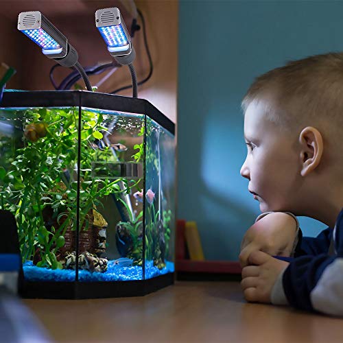 Bozily Aquarium Light Dimmable, Full Spectrum Freshwater Fish Tank Light with Replaceable Bulbs and Adjustable C-Clamp for Aquatic Plant Growth