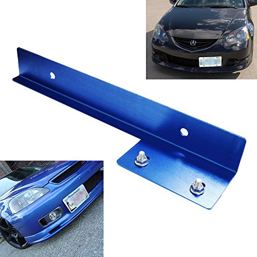 iJDMTOY JDM Blue Universal Fit Front Bumper License Plate Relocator Bracket Holder Bar