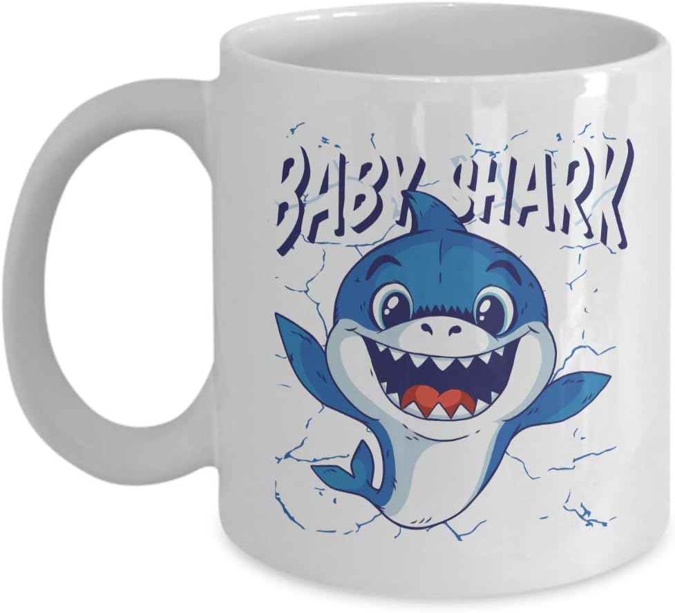 Baby Shark Coffee Mug - Kids Song Cute Witty Blue Shark Mommy Shark Family Pregnancy Announcement Future Mom Mother's Day Father's Day 11 Oz