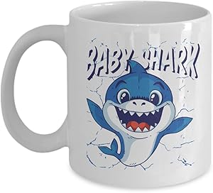 Baby Shark Coffee Mug - Kids Song Cute Witty Blue Shark Mommy Shark Family Pregnancy Announcement Future Mom Mother's Day Father's Day 11 Oz