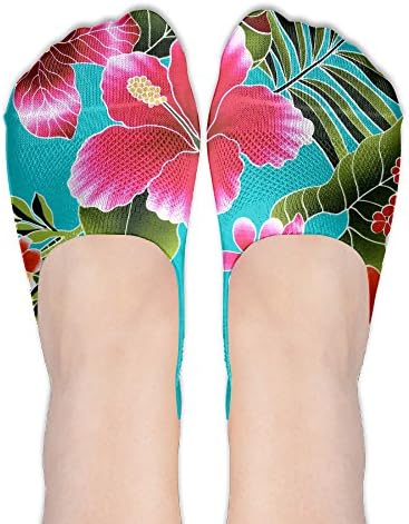 Hawaii Flower Aloha Socks Boat Low Cut Thin No Show Deodorant Sock Non Slip For Women