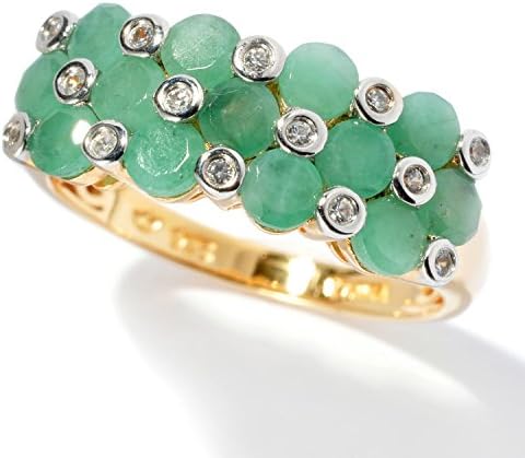 18K Yellow Gold Over Silver 1.67ctw Sakota Emerald Cluster Ring Size 8