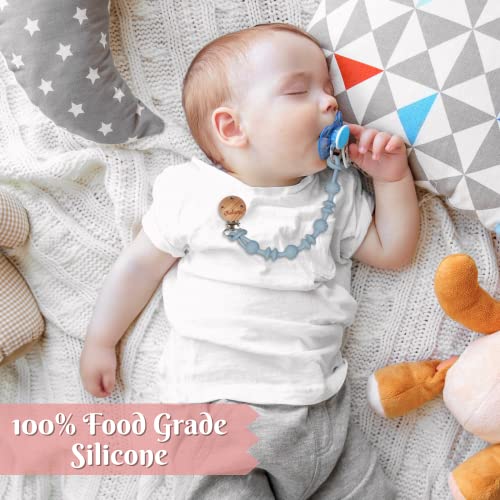 Soft Silicone Teether Pacifier Strap with Clip Baby Teether Toys,2Pack