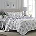 Laura Ashley - King Quilt Set - Cotton Reversible Bedding with Matching Shams, Lightweight & Soft Decor (Keighley Lilac, King)