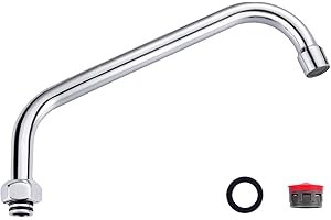 IVIGA G3/4 Internal Thread 10” Commercial Faucet Swivel Spout Replacement: Add-on Swing Nozzle Spout - Chrome Polished Spout Replacement Part For Commercial Kitchen Sink Faucet - 1.8gpm/ 2.2gpm Aerator
