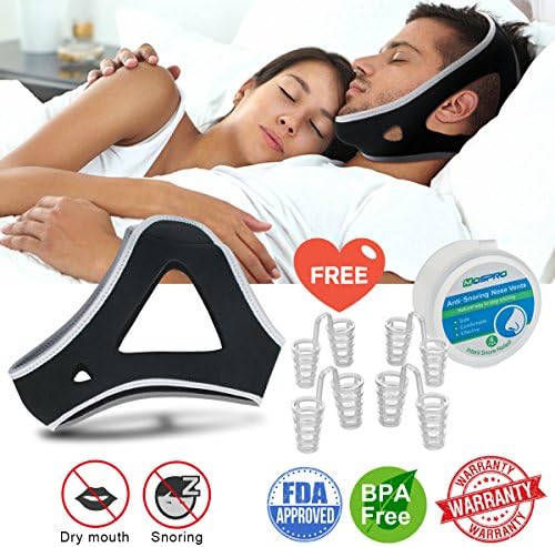 Anti Snoring Chin Strap for Men and Women, Ajustable Stop Snoring Solution with Nose Vents Anti Snoring Devices Sleep Aids Snore Stopper Chin Straps for Snoring Sleeping Mouth Breathers (Black)