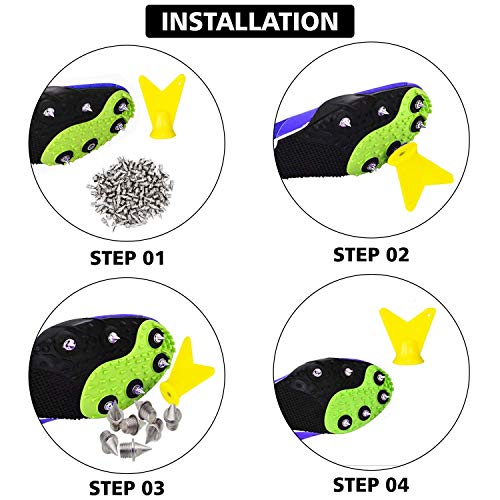 QVQQ Track Spikes 1/4 Inch Pyramid Shoes Spike Replacements Stainless Steel Spikes Track and Cross Country Spikes for Track Sprint Running Shoes 110 Pcs with Spike Wrench and Storage Box