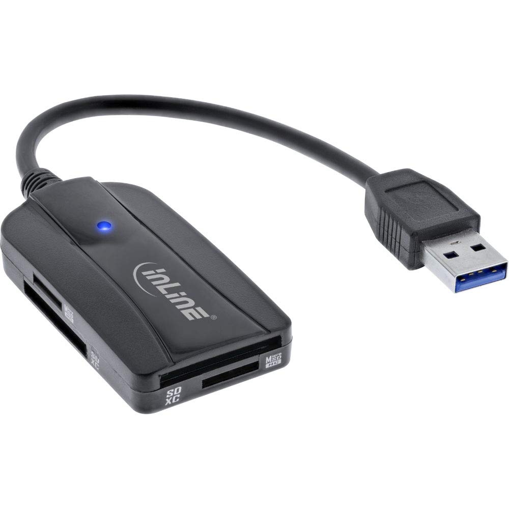 InLine 66772A Card Reader USB 3.1 USB-A for SD/SDHC/SDXC, microSD, UHS-II Compatible