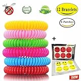 Mosquito Repellent Bracelet For Kids, Adults & Pets - Travel Insect Repellent Design For Maximum Protection Against Bugs, Pests, Waterproof - 12 Pack with FREE BONUS 6 Emoji Patches 100% Safe