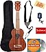 Kala KA-15S Satin Mahogany Soprano Ukulele Bundle with Gig Bag, Tuner, Strap, Fender Play, Austin Bazaar Instructional DVD, and Polishing Cloth