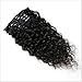 22inch Water Wave Curly Clip in Human Hair Extensions Natural Black 7Pcs 120g Wavy Remy Clip in Hair Extension for Black Women Natural Curly Hair Clip ins