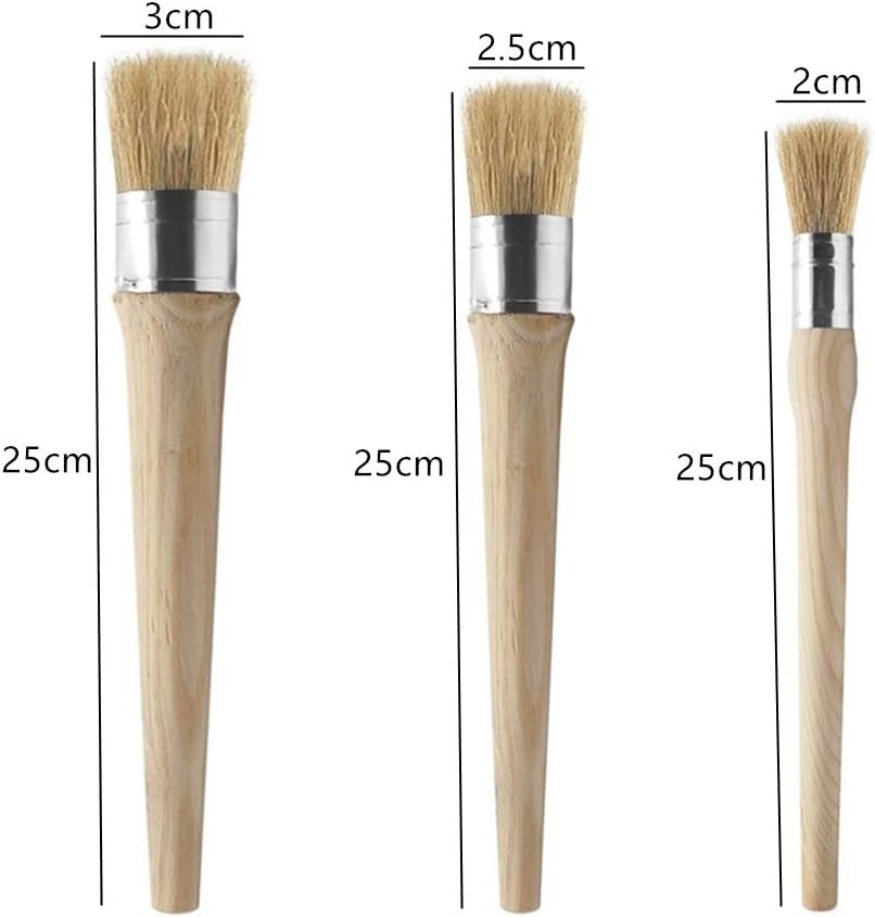 3 Pcs Chalk Paint Wax Brush Set Natural Bristle Round Paint Brushes Furniture Paint Brushes for Furniture Home Decor, Waxing - Image 3