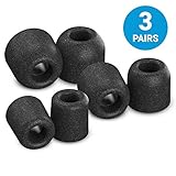 Comply Isolation T-400 Memory Foam Earphone Tips, Noise Cancelling Soft Replacement Earbud Tips, Secure Fit (S/M/L, 3 Pair), 17-40200-11, Black
