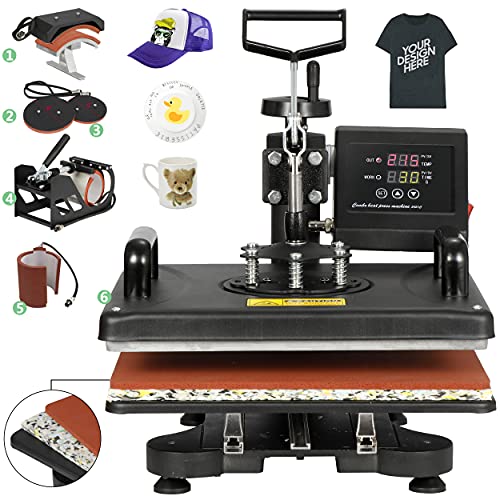 F2C 12" X 15" Heat Press Machine Pro 6 In 1 Swing Away Digital Heat