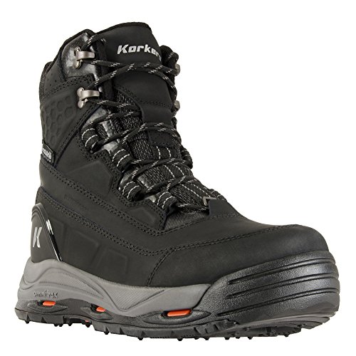 Korkers Men's Snowmageddon Waterproof Snow Boots, Black, Leather, Rubber, 11 M