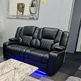 Orlando Electric Recliner Sofa Set 3+2 Leather USB LED Cupholders Grey view 3