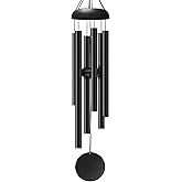 Litu WindChimes Outdoors, 32 Inches Deep Tone Metal WindChimes with 6 Thickened Aluminum Tubes, Wind Chimes for Outside, Memorial Wind Chimes Best Gift for Mom Grandma Women, Black