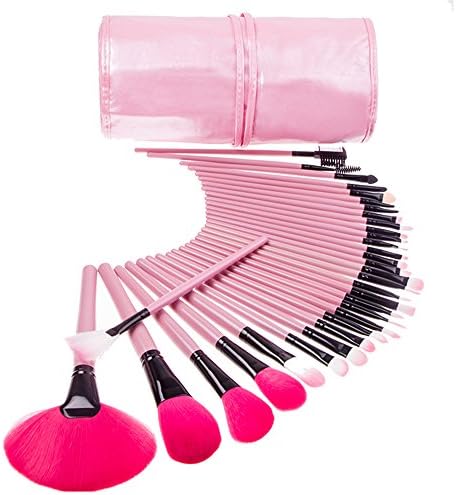 Niceshop 32pcs Professional Makeup Brush Set Synthetic Professional Beauty Tools Foundation Face Powder Eye Liner Eye Shadow Eyebrow Eyelash Lip Brushes with a PU Bag and Brush Egg
