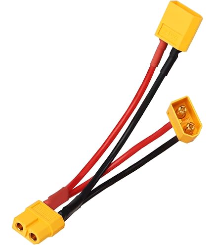 Câble Parallèle XT60 – Adaptateur 1 Femelle Vers 2 Mâles – 14AWG – Gaine Silicone – Pour Batteries LiPo RC – Accessoire Voiture Et Drone