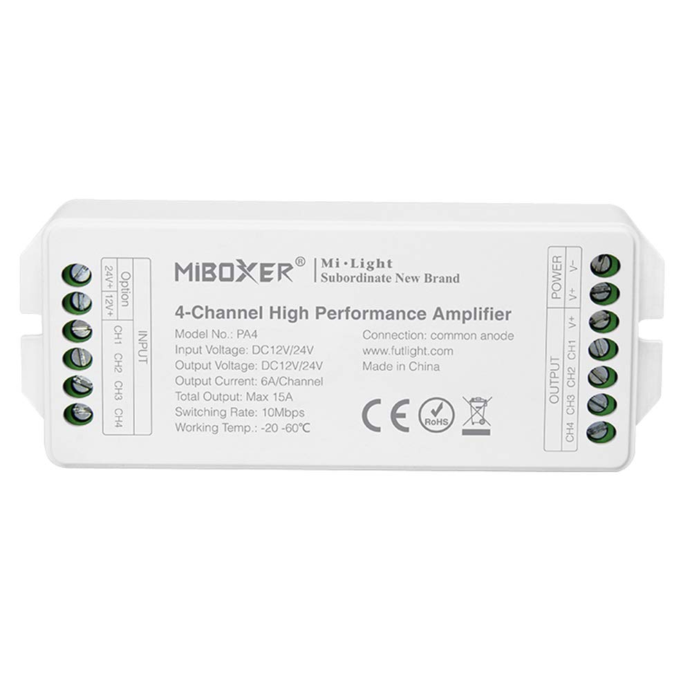 LGIDTECH PA4 Miboxer 4-Channel Hight Performance Amplifier DC 12-24V For RGB RGBW SMD 5050 3528 2835 Flexible LED Strip Light