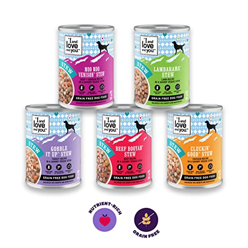 I AND LOVE AND YOU WET DOG FOOD – BAAD MOOON ON THE RISE VARIETY PACK – BEEF + LAMB, GRAIN FREE, FILLER FREE 13OZ CAN, 6PK