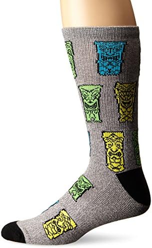 KurB Men's Tiki Sport Fashion Crew, Tri White, Sock Size:10-13/Shoe Size: 6.5-12