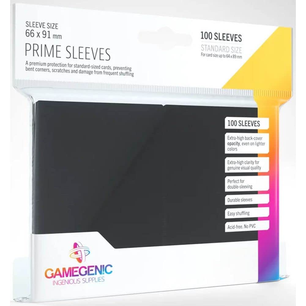 Gamegenic GGS11018ML Prime Sleeves (100-Pack), Black, GGS10018ML