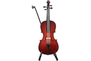 HEEPDD Miniature Cello, 5.5in Mini Cello Model with Stand Wooden Musical Instrument Model Hobby Collectibles Home Ornaments