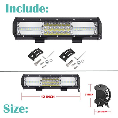 12 Inch 324W LED Light Bar Triple Row Flood Spot Combo Beam Led Driving Lamp Boat Lights Led Off Road Lights for Trucks