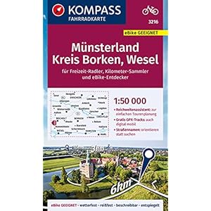 KOMPASS Fahrradkarte Münsterland, Kreis Borken, Wesel 1:50.000, FK 3216: reiß- und wetterfest Landkaart – Gevouwen Kaart, 1 januari 2019