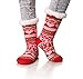 Dosoni Women's Winter Fuzzy Slipper Socks Non Slip Soft Cozy Fleece Lining Knit Thick Warm Christmas Socks (Red)