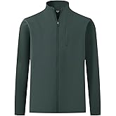 MAELREG Mens Full Zip Up Jacket Casual Stand Collar Lightweight Golf Softshell Windbreaker Jacket for Men 5 Pockets