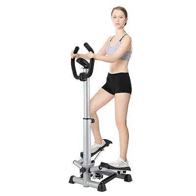 Ejoyous Step Machine for Exercise, Adjustable Workout Stepper Machine Folding Twist Stair Stepper with Handle Bar and LCD Monitor for Home Gym Office