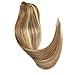 Clip in Hair Extensions Human Hair Dirty Blonde Highlights 16 inch Balayage Ombre Long Hair Extensions Clip on for Fine Hair Full Head 12/613 Straight Soft Remy Hair 70g 7 Hair Piece