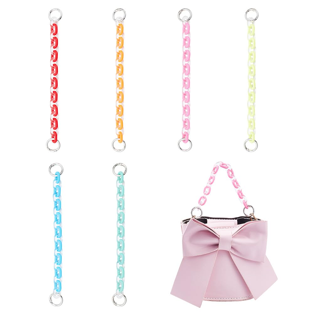 WADORN 6 Colors Acrylic Purse Chain Strap, 23.3cm Colorful Resin Handbag Handles Replacement Multicolor Short Bag Chains Bag Decoration Charms Shoulder Strap Extender