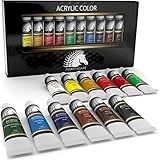 Acrylic Paint Set - Artist Quality Paints for Painting Canvas, Wood, Clay, Fabric, Nail Art, Ceramic &amp; Crafts - 12 x 12ml Heavy Body Colors - Rich Pigments - Professional Supplies by MyArtscape