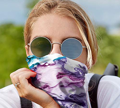 WIRESTER Bandana Mask, Headwear, Scarf for Running, Cycling, Fishing, UV Protection - Purple Mixed Oil Paint, Medium