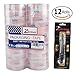 Packing Tape with Retractable Razor Knife Included Ultra Adhesive Clear Packaging - Box and Package Sealing Rolls for Shipping and Mailing - Fits Any Standard Guns and Dispensers (Set of 12)