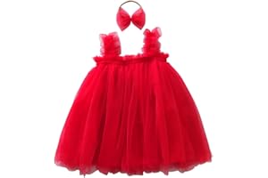 Sugarmelon Layered Tulle Tutu Dress for Toddler Baby Girls Birthday Party Dress Princess Skirt Tulle Hair Bow Headband Clip