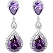 EVER FAITH Silver-Tone Cubic Zirconia February Birthstone Tear Drop Dangle Earrings Purple