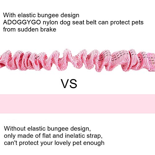 ADOGGYGO Dog Seatbelt Car Seat Belt Leash Pet Safety Leads Elastic Bungee Strap (Pink)