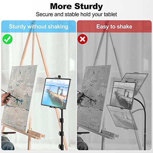 iPad Tripod Stand, 61” Height Adjustable Tablet Floor Stand with Metal