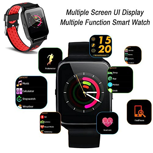 Qiwoo Fitness Tracker Smart Watch Phone with Blood Pressure Heart Rate Monitor for Women Men Kid Fathers Day Gift Activity Sports Watch GPS Tracker Pedometer Calorie for Android iPhone (2 - Red)