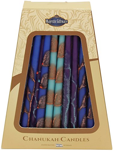 Majestic Giftware SC-CP38 Safed Handcrafted Hanukkah Candles, 6-Inch, Blue/Purple, 45-Pack