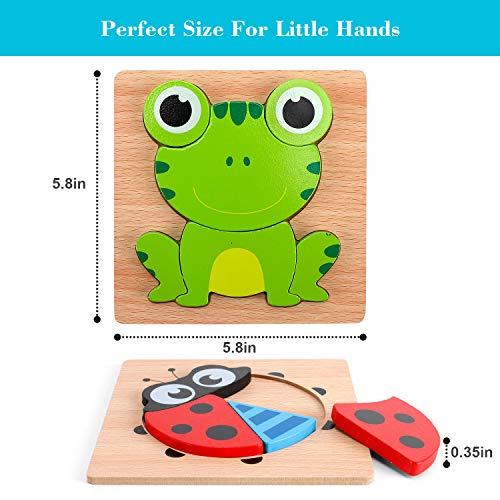 Slotic Wooden Puzzles for Toddlers - Animal Jigsaw Puzzles for 1 2 3 Years Old Boys & Girls, Kids Educational Toys (6 Pack)